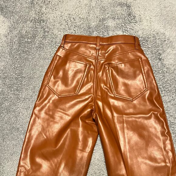 Abercrombie & Fitch Pants Womens 27 /4 90s Straight Ulta High Rise Faux Leather - Picture 2 of 10